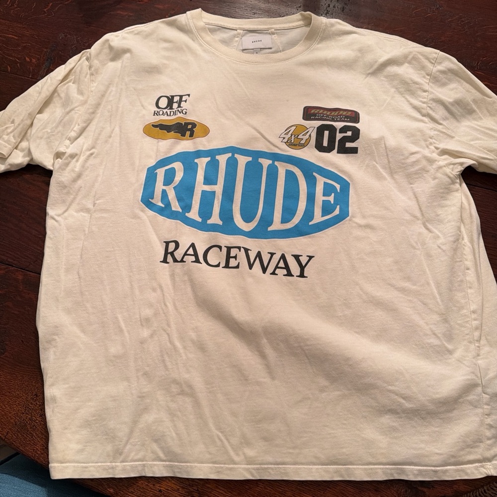 Rhude Cream T-Shirt with Tag Detail